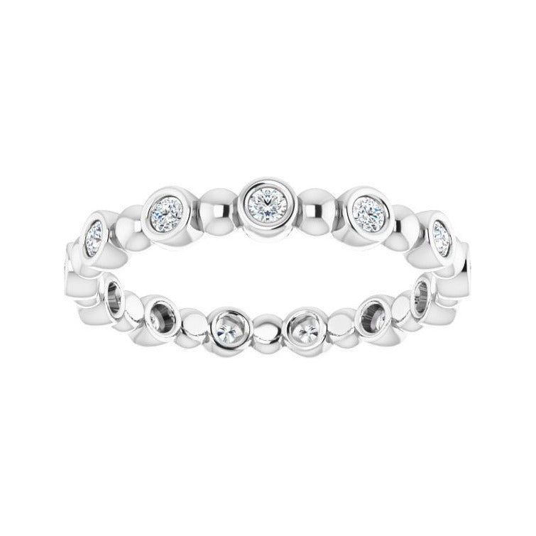 Sapphire Row Natural Diamond Round Beaded Band - Platinum, 1.7 mm, 7 (view 3)