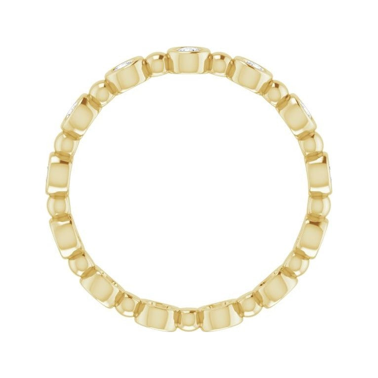 Sapphire Row Natural Diamond Round Beaded Band - 14K Yellow Gold, 2.25 mm, 5 (view 2)