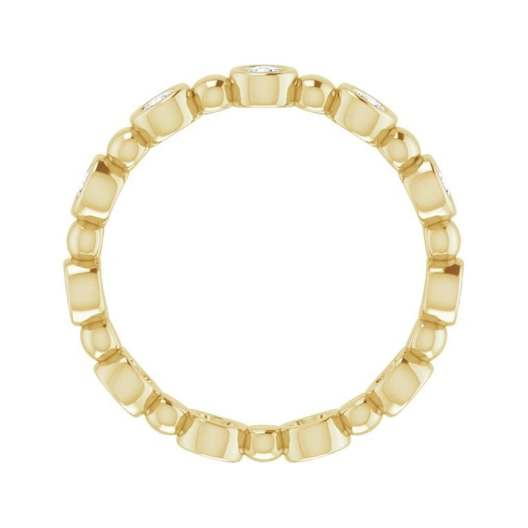 Sapphire Row Natural Diamond Round Beaded Band - 14K Yellow Gold, 2.25 mm, 6 (view 2)