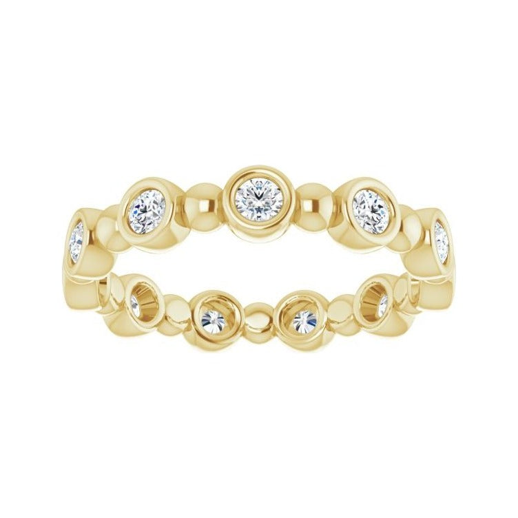 Sapphire Row Natural Diamond Round Beaded Band - 14K Yellow Gold, 2.25 mm, 6 (view 3)