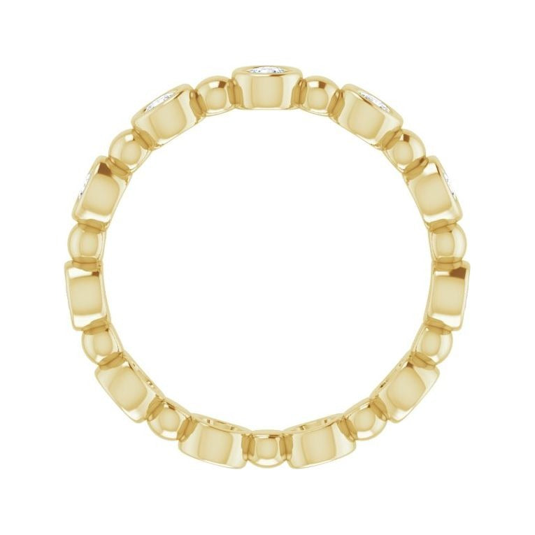 Sapphire Row Natural Diamond Round Beaded Band - 14K Yellow Gold, 2.25 mm, 7 (view 2)