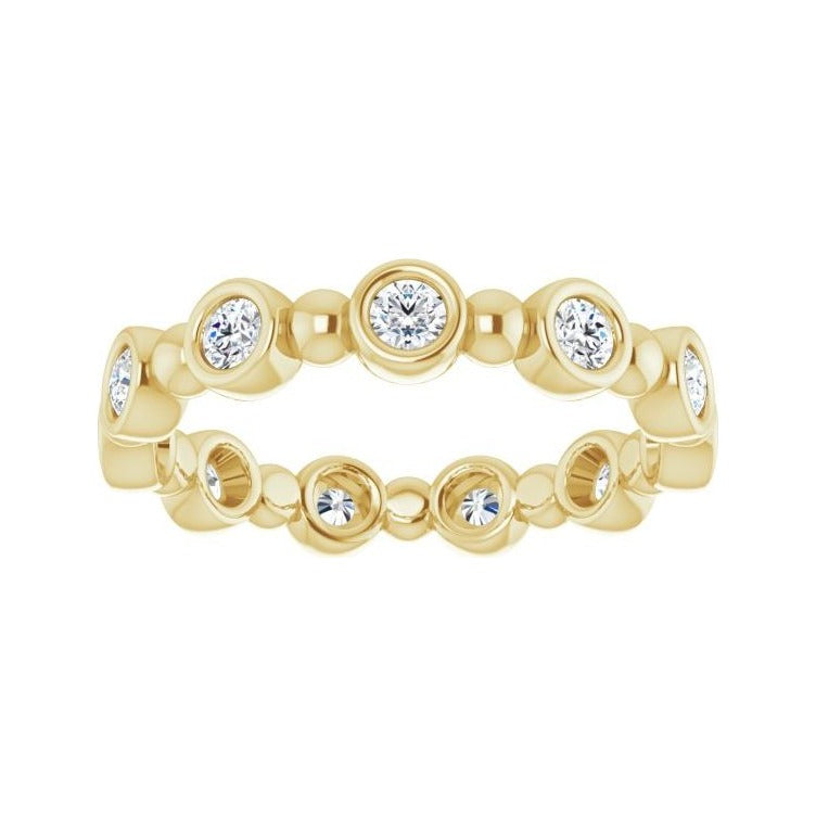 Sapphire Row Natural Diamond Round Beaded Band - 14K Yellow Gold, 2.25 mm, 7 (view 3)
