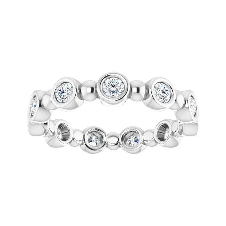 Sapphire Row Natural Diamond Round Beaded Band - Platinum, 2.25 mm, 5 (view 3)