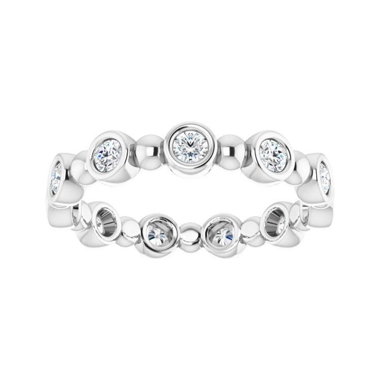 Sapphire Row Natural Diamond Round Beaded Band - Platinum, 2.25 mm, 6 (view 3)