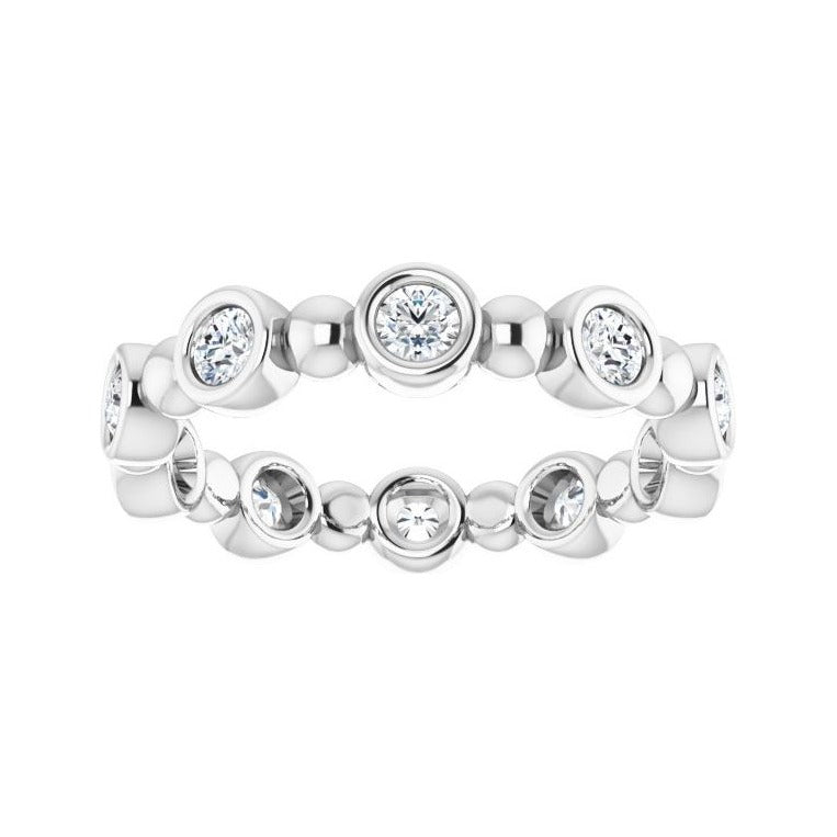 Sapphire Row Natural Diamond Round Beaded Band - Platinum, 2.25 mm, 7 (view 3)