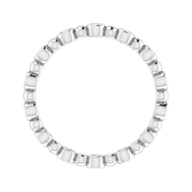 Sapphire Row Natural Diamond Round Beaded Band - 14K White Gold, 1.5 mm, 5 (view 2)