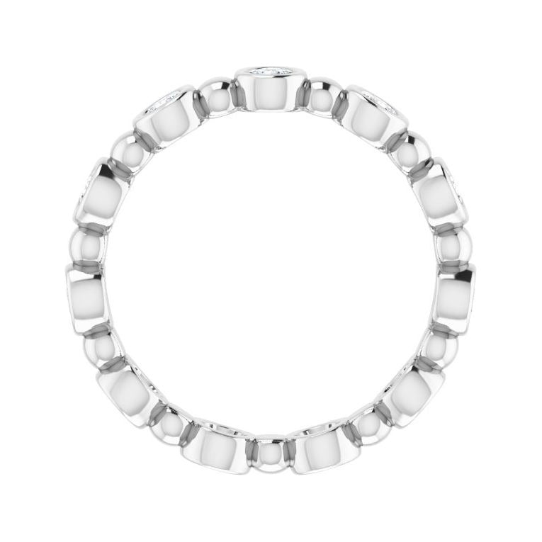 Sapphire Row Natural Diamond Round Beaded Band - 14K White Gold, 2.25 mm, 5 (view 2)