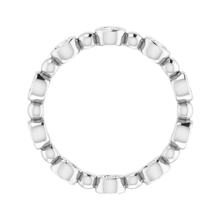 Sapphire Row Natural Diamond Round Beaded Band - 14K White Gold, 2.25 mm, 7 (view 2)