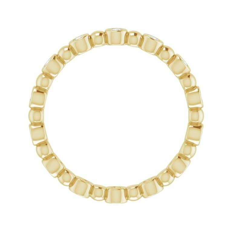 Sapphire Row Natural Diamond Round Beaded Band - 14K Yellow Gold, 1.5 mm, 5 (view 2)
