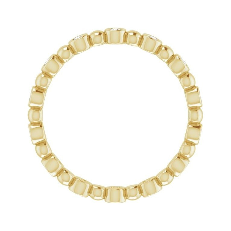 Sapphire Row Natural Diamond Round Beaded Band - 14K Yellow Gold, 1.5 mm, 6 (view 2)