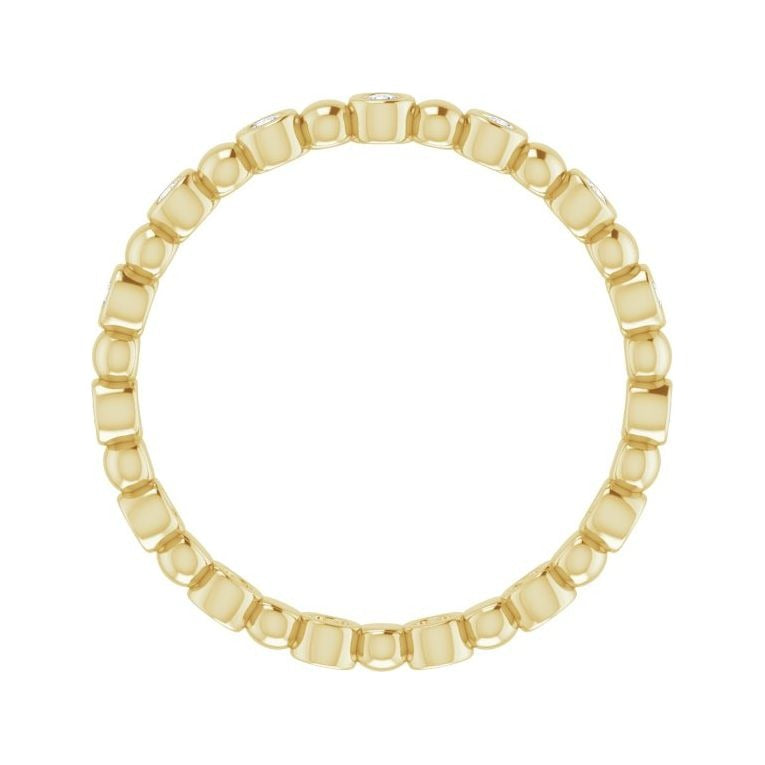 Sapphire Row Natural Diamond Round Beaded Band - 14K Yellow Gold, 1.5 mm, 7 (view 2)