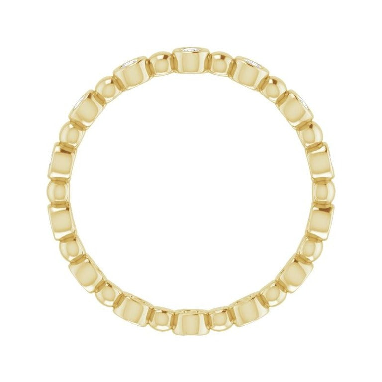 Sapphire Row Natural Diamond Round Beaded Band - 14K Yellow Gold, 1.7 mm, 7 (view 2)