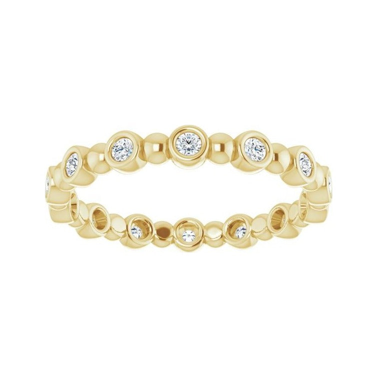 Sapphire Row Natural Diamond Round Beaded Band - 14K Yellow Gold, 1.7 mm, 7 (view 3)