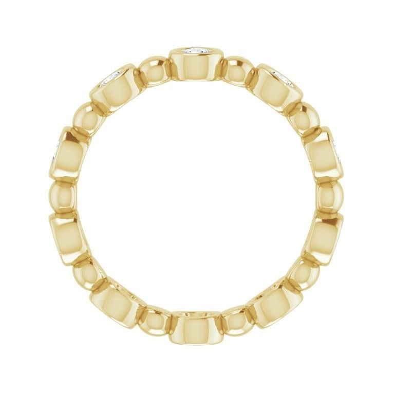 Sapphire Row Natural Diamond Round Beaded Band - 14K Yellow Gold, 2.5 mm, 6 (view 2)