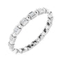 Sapphire Row Natural Diamond Princess-Cut Beaded Band - 14K White Gold, 1.3 × 1.3 mm, 5