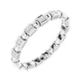 Sapphire Row Natural Diamond Princess-Cut Beaded Band - 14K White Gold, 1.3 × 1.3 mm, 6