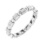 Sapphire Row Natural Diamond Princess-Cut Beaded Band - 14K White Gold, 1.3 × 1.3 mm, 7