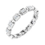 Sapphire Row Natural Diamond Princess-Cut Beaded Band - 14K White Gold, 1.5 × 1.5 mm, 6