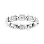 Sapphire Row Natural Diamond Princess-Cut Beaded Band - 14K White Gold, 2 × 2 mm, 6 (view 3)