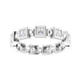 Sapphire Row Natural Diamond Princess-Cut Beaded Band - 14K White Gold, 2 × 2 mm, 7 (view 3)