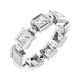 Sapphire Row Natural Diamond Princess-Cut Beaded Band - 14K White Gold, 3 × 3 mm, 6