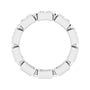 Sapphire Row Natural Diamond Princess-Cut Beaded Band - 14K White Gold, 3 × 3 mm, 7 (view 2)