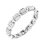 Sapphire Row Natural Diamond Princess-Cut Beaded Band - Platinum, 1.75 × 1.75 mm, 5