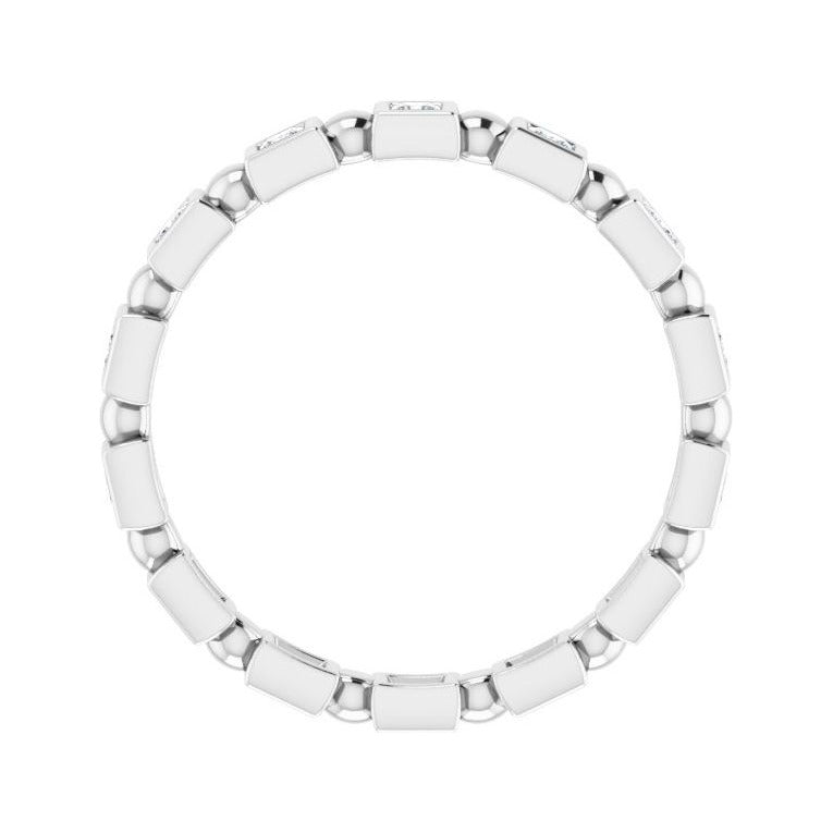 Sapphire Row Natural Diamond Princess-Cut Beaded Band - Platinum, 1.75 × 1.75 mm, 5 (view 2)