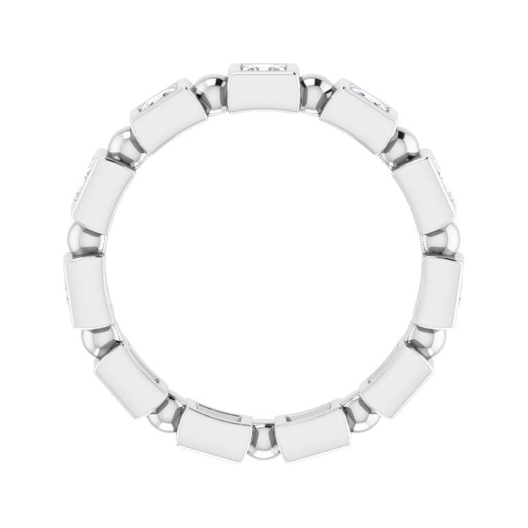 Sapphire Row Natural Diamond Princess-Cut Beaded Band - Platinum, 2.25 × 2.25 mm, 6 (view 2)