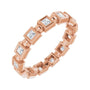 Sapphire Row Natural Diamond Princess-Cut Beaded Band - 14K Rose Gold, 1.75 × 1.75 mm, 5