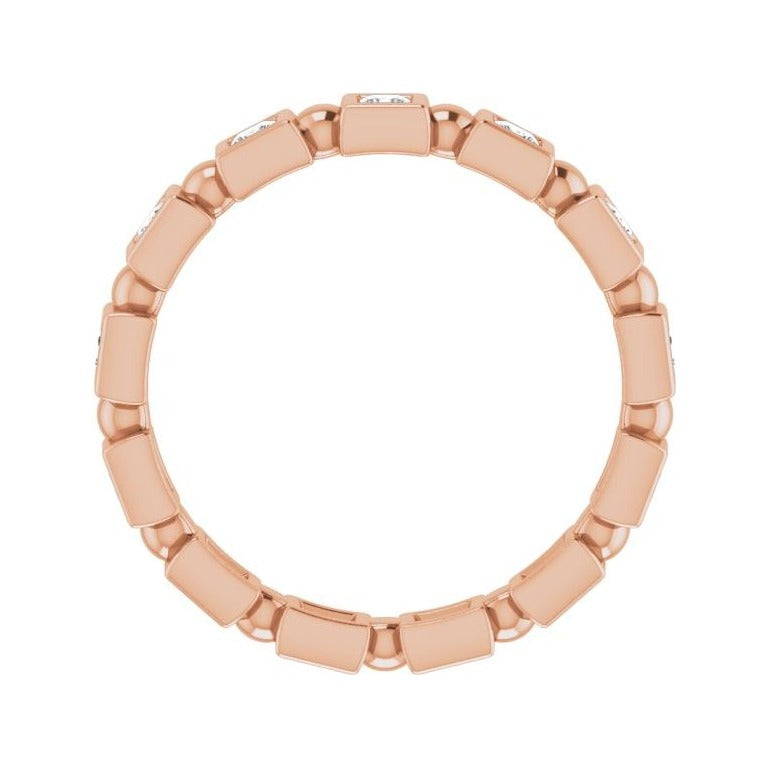 Sapphire Row Natural Diamond Princess-Cut Beaded Band - 14K Rose Gold, 1.75 × 1.75 mm, 5 (view 2)