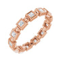 Sapphire Row Natural Diamond Princess-Cut Beaded Band - 14K Rose Gold, 1.75 × 1.75 mm, 6