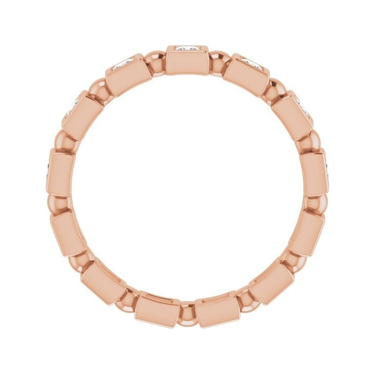 Sapphire Row Natural Diamond Princess-Cut Beaded Band - 14K Rose Gold, 1.75 × 1.75 mm, 6 (view 2)