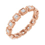 Sapphire Row Natural Diamond Princess-Cut Beaded Band - 14K Rose Gold, 1.75 × 1.75 mm, 7