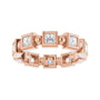 Sapphire Row Natural Diamond Princess-Cut Beaded Band - 14K Rose Gold, 2.25 × 2.25 mm, 5 (view 3)