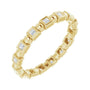 Sapphire Row Natural Diamond Princess-Cut Beaded Band - 14K Yellow Gold, 1.3 × 1.3 mm, 6