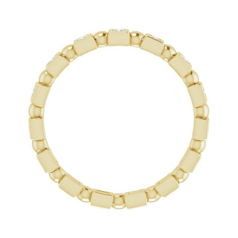 Sapphire Row Natural Diamond Princess-Cut Beaded Band - 14K Yellow Gold, 1.3 × 1.3 mm, 6 (view 2)