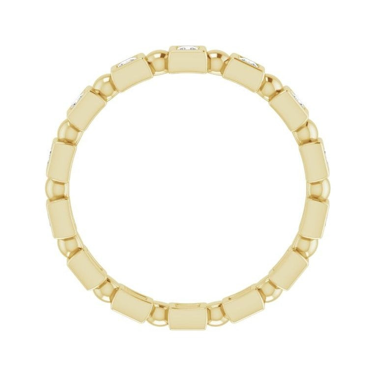 Sapphire Row Natural Diamond Princess-Cut Beaded Band - 14K Yellow Gold, 1.5 × 1.5 mm, 6 (view 2)