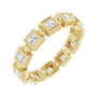 Sapphire Row Natural Diamond Princess-Cut Beaded Band - 14K Yellow Gold, 2.5 × 2.5 mm, 5
