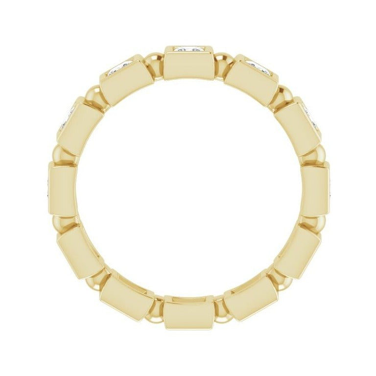Sapphire Row Natural Diamond Princess-Cut Beaded Band - 14K Yellow Gold, 2.5 × 2.5 mm, 5 (view 2)