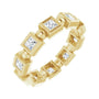 Sapphire Row Natural Diamond Princess-Cut Beaded Band - 14K Yellow Gold, 2.5 × 2.5 mm, 6
