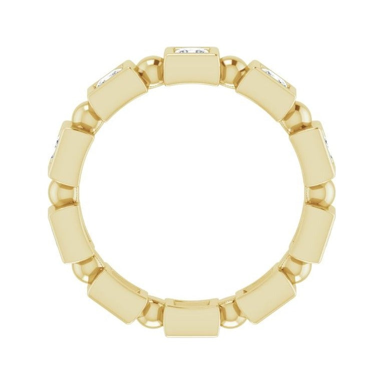 Sapphire Row Natural Diamond Princess-Cut Beaded Band - 14K Yellow Gold, 2.5 × 2.5 mm, 6 (view 2)