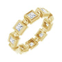 Sapphire Row Natural Diamond Princess-Cut Beaded Band - 14K Yellow Gold, 2.5 × 2.5 mm, 7