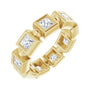 Sapphire Row Natural Diamond Princess-Cut Beaded Band - 14K Yellow Gold, 3 × 3 mm, 5