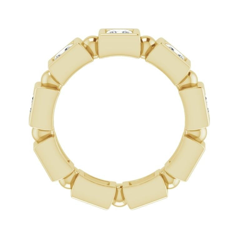 Sapphire Row Natural Diamond Princess-Cut Beaded Band - 14K Yellow Gold, 3 × 3 mm, 5 (view 2)
