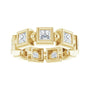 Sapphire Row Natural Diamond Princess-Cut Beaded Band - 14K Yellow Gold, 3 × 3 mm, 5 (view 3)