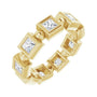 Sapphire Row Natural Diamond Princess-Cut Beaded Band - 14K Yellow Gold, 3 × 3 mm, 6
