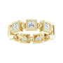 Sapphire Row Natural Diamond Princess-Cut Beaded Band - 14K Yellow Gold, 3 × 3 mm, 6 (view 3)
