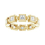 Sapphire Row Natural Diamond Princess-Cut Beaded Band - 14K Yellow Gold, 3 × 3 mm, 7 (view 3)