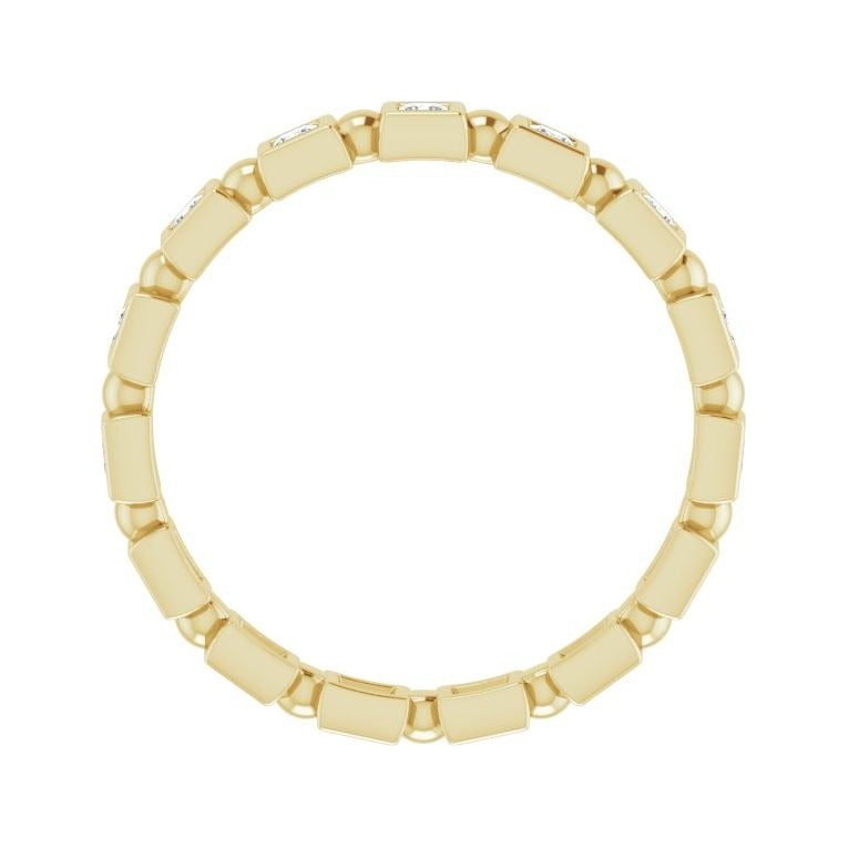 Sapphire Row Natural Diamond Princess-Cut Beaded Band - 14K Yellow Gold, 1.75 × 1.75 mm, 5 (view 2)